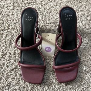 A New Day Women's Maroon Heeled Mules